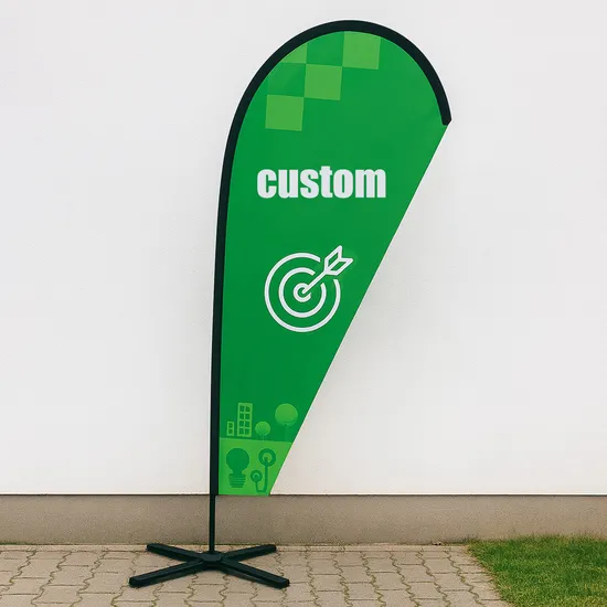 100% Polyester Fabric Double Sided Custom Logo Smoke Shop Beach Feather Flags