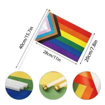 Cheap Progress Rainbow Pride 100% Polyester Digital Screen Printing Hand Flag