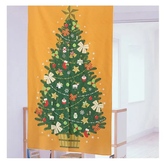 Christmas Red Funny Snowman Tree Gifts Entrance Decor Door Curtain