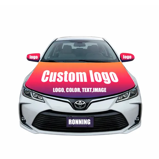 Custom 120*150cm Knitted Polyester Car Hood Cover Flag for Normal Cars