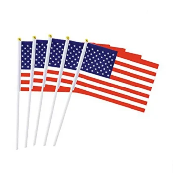 Custom Cheap Price Sports Fan Cheering Polyester Fabric Mini America Hand Shaking Flag