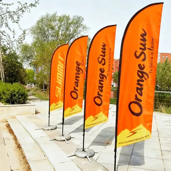 Custom Design Advertising Double Side Printing Teardrop Feather Beach Flags