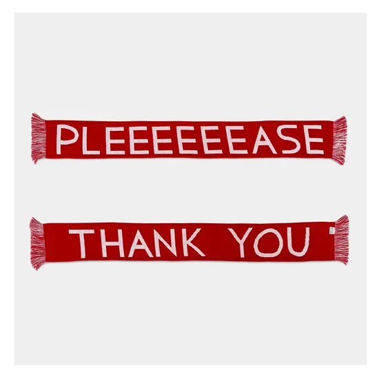 Custom Design Logo Jacquard Worm Promotional Embroidered Tassels Fans Scarf