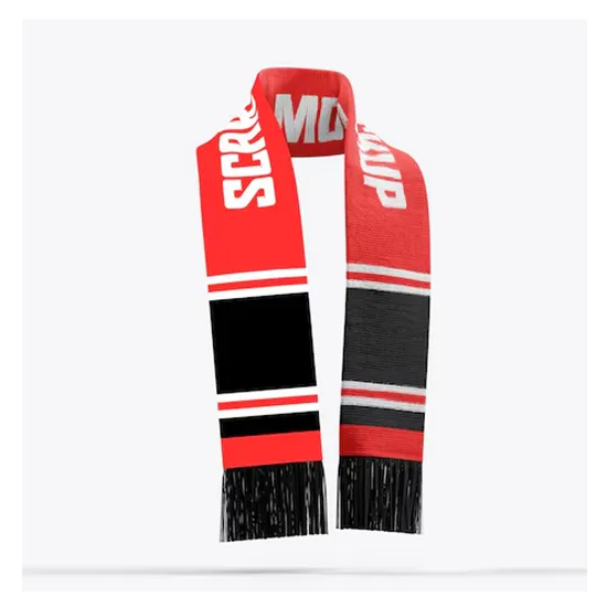 Custom Design Logo Jacquard Worm Tassels Print Germany Knitted Fans Scarf