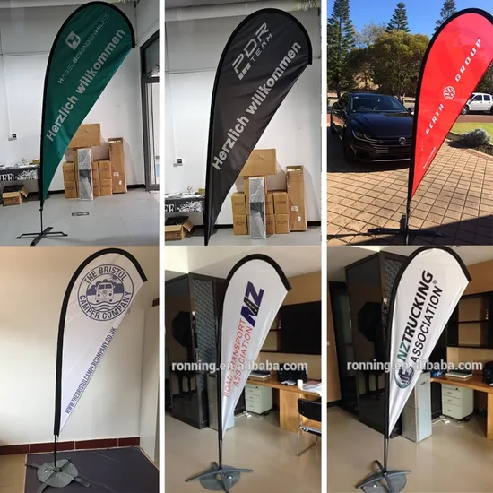 Custom Free Design Feather Flag Flagpole Kit Teardrop Double Sided Rectangle Beach Flags Wind Resistance Banner Outdoor Flags