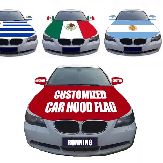 Custom High Quality World Design Knitted Polyester Car Hood Cover Flag