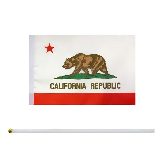 Custom Made Small Size American California State Hand Held Flag