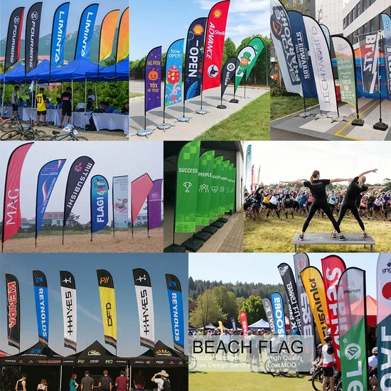 Custom Outdoor Promotion Cross Bas Teardrop Beach Feather Flag for Roadside Attention