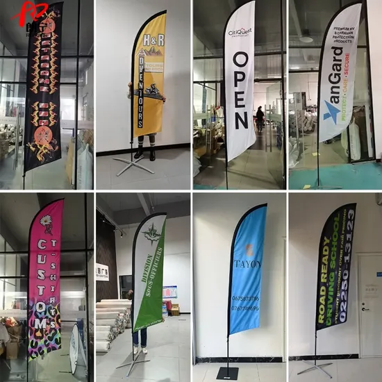 Custom Printed Double-Side 13FT Feather Advertising Banner Flying Beach Flag Now Leasing with Cross Base