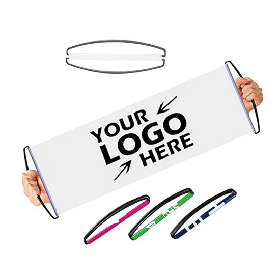 Custom Printed Retractable Hand Scrolling Banner Advertising Cheering Fan Slogan Banner