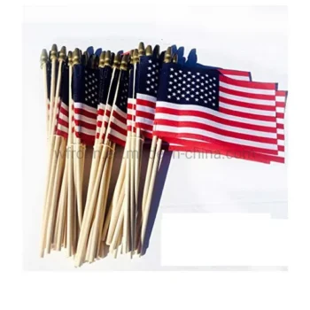 Custom Printing 100d Polyester Mini American USA Waving Hand Held Flag
