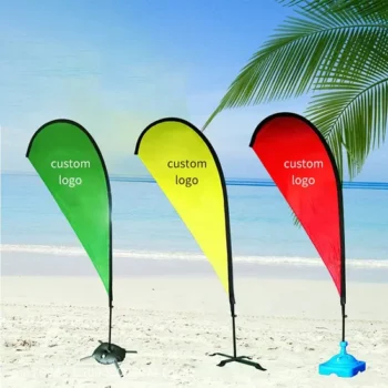 Custom Single Side Printing Feather Teardrop Polyester Beach Flags