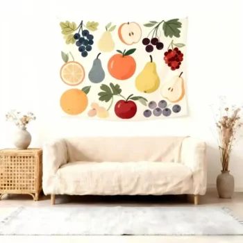 Custom Tropical Palm Leaf Peach Skin Fabric Exotic Jungle Hanging Tapestry