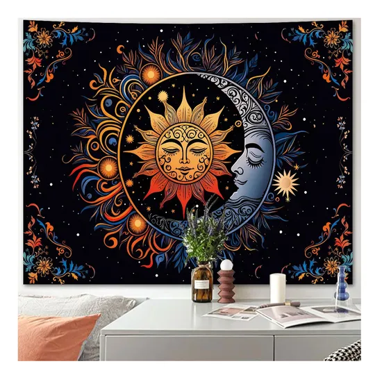 Custom Woven Cotton Sublimation Digital Print Design Indoor Home Wall Decor Tapestry