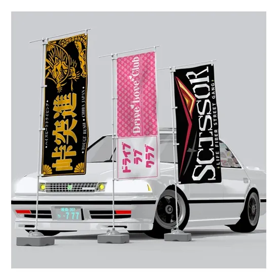 Decoration Custom Design Photo Color Single Sided Cartoon Nobori Flag Stand Hot Selling Display Figure Case Campaign