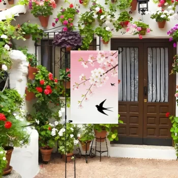 Elegant Print Breathable Single Side Printing Polyester Patio Garden Flags