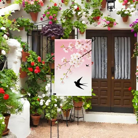 Elegant Print Breathable Single Side Printing Polyester Patio Garden Flags