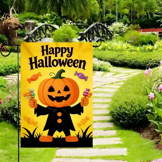 Elegant Pumpkin Displayed on Fade Proof Polyester Garden Flags