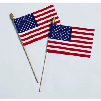 Factory Direct Sales Custom Printing Polyester American Flags on Sticks with Wooden Rod