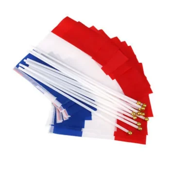 Factory Direct Sales Custom Printing Polyester France Hand Held Flag with Rod
