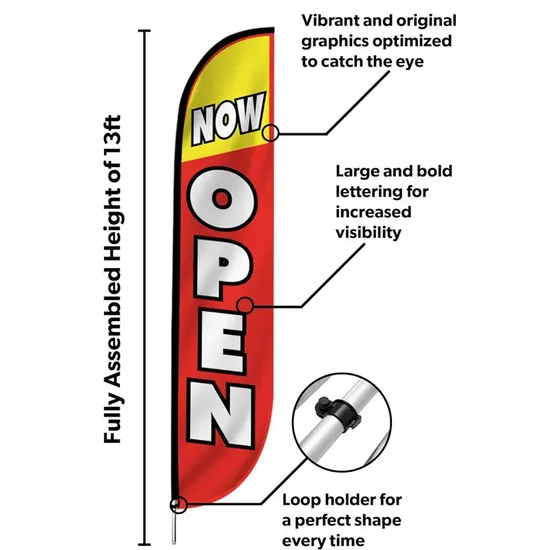 Fast Delivery Print Outdoor Welcome Open Decoration Colorful Feather Flags Banners