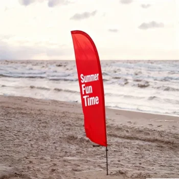 High Quality Custom Flying Teardrop Feather Beach Flags with Sturdy Bases