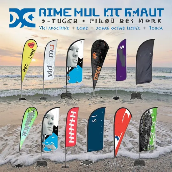 Hot Selling Popular Polyester Roadside Beach Garden Ad Personalized Custom Smoke Shop Feather Flag with Pole