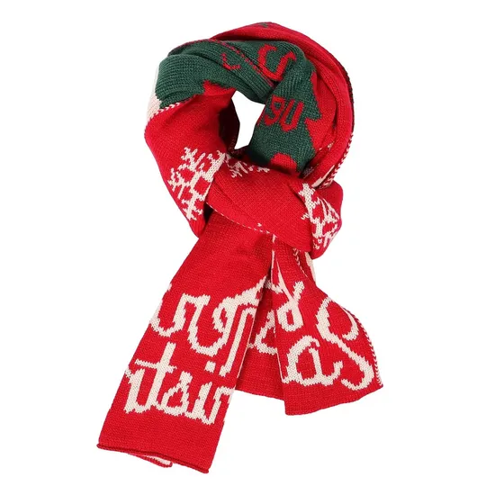 Jacquard Knitted Custom Design Logo Worm Print Fans Scarf