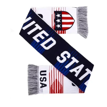 Jacquard Knitted Custom Design Logo Worm Promotional Embroidered Tassels Print Scarf