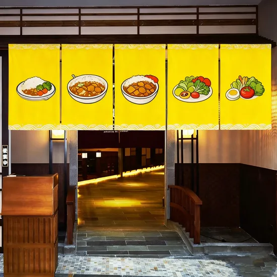 Japanese Short Length Fashionable Door Hanging Noren Curtain for Small Spaces