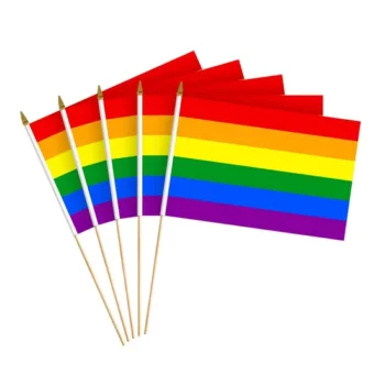 Light Custom Small Size Advertising Wooden Plastic Stick Hand Held Waving Flag