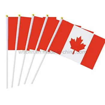 Mini Printing Polyester Wood Rod Plastic Rod Country Canada Hand Waving Flags