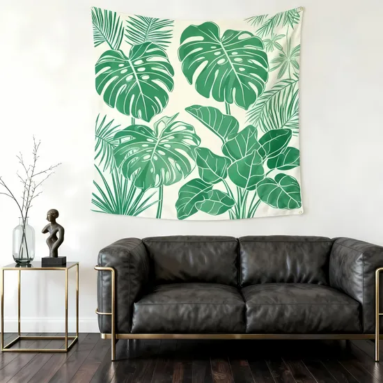 Minimalist Line Art 100d Polyester Fabric Modern Wall Decor Custom Size Tapestry