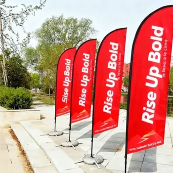 New Product Free Design Custom Teardrop Feather Double Side Printing Beach Flags