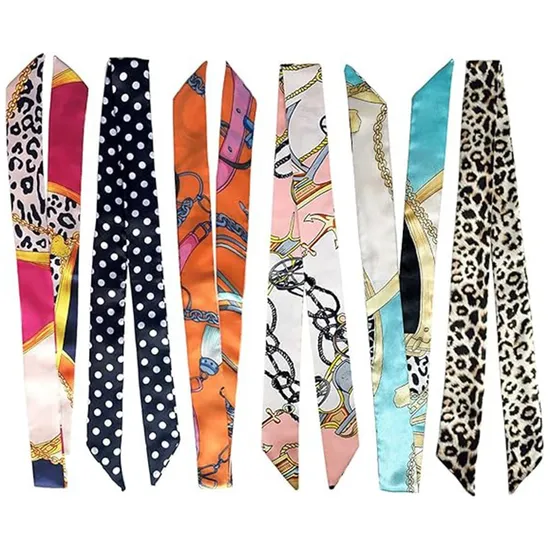 ODM/OEM Any Design Neckchief Wrap Purse Decoration accessory Custom Narrow Ribbon Scarf