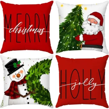 OEM Custom Christmas Throw Pillow Case 4PCS Digital Printed Home Holiday Decor