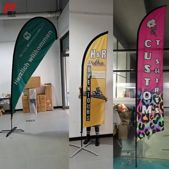 Open Beach Flag 12 Feet Tall Advertising Flag Banner with Fiberglass Flagpole Ground Spike