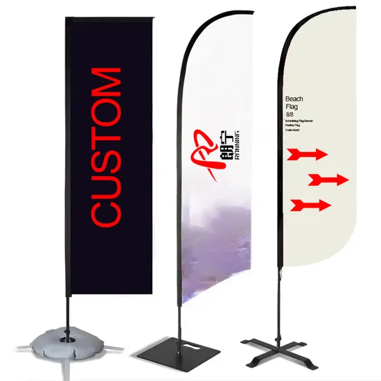 Outdoor 10FT Teardrop Feather Beach Flag Set Double-Sided Printed Polyester Flying Advertising Banner Water Bag Base Promotions