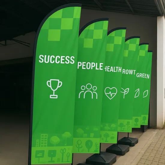 Promotional Hanging Advertising 100% Polyester Fabric Custom Smoke Shop Beach Feather Flags