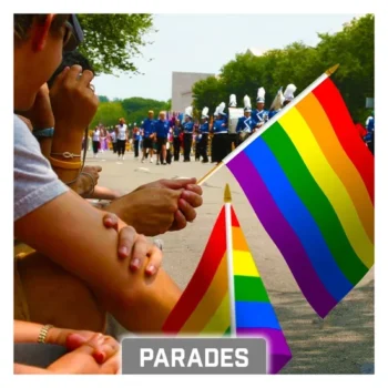 Rainbow Waving Digital Screen Factory Price Promotional Fast Delivery Hand Flag