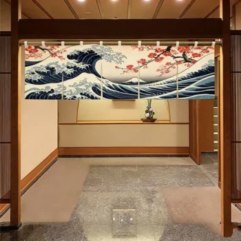 Simple Modern Style Linen Fabric Noren Curtains for Living Room