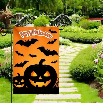 Vibrant Pumpkin Patterns Applied to Washable Polyester Garden Flags