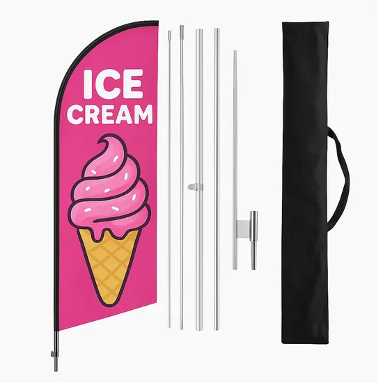 Wholesale Factory Promotional Flying Banner Custom Logo Print Teardrop Feather Beach Flag for Outdoor Marketing Advertising Business Ads with Fast Delivery