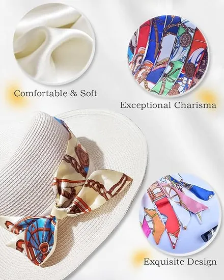 Women-Satin-Skinny-Solid-Pattern-Handbag-Hair-Band-Custom-Narrow-Ribbon-Scarf